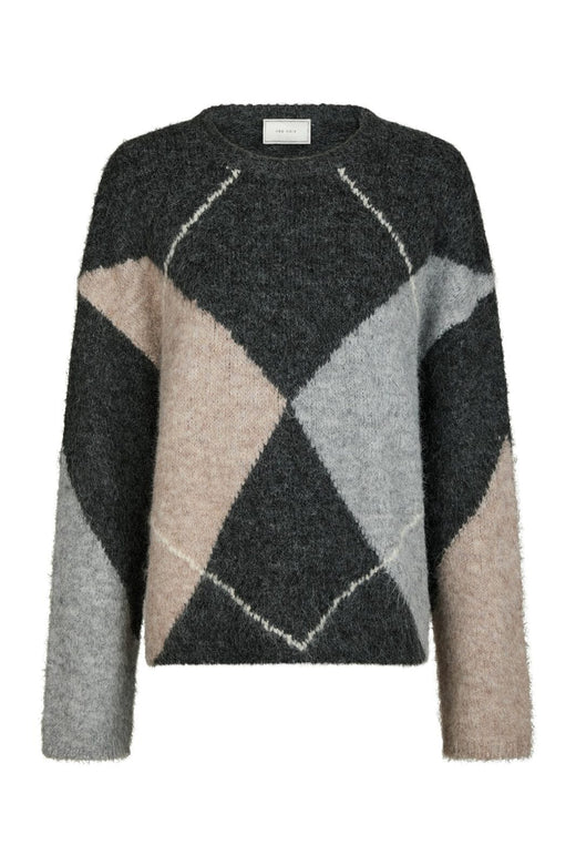 Neo Noir - Inga Check Fluff Knit Blouse 165205 - 132 - Antracit