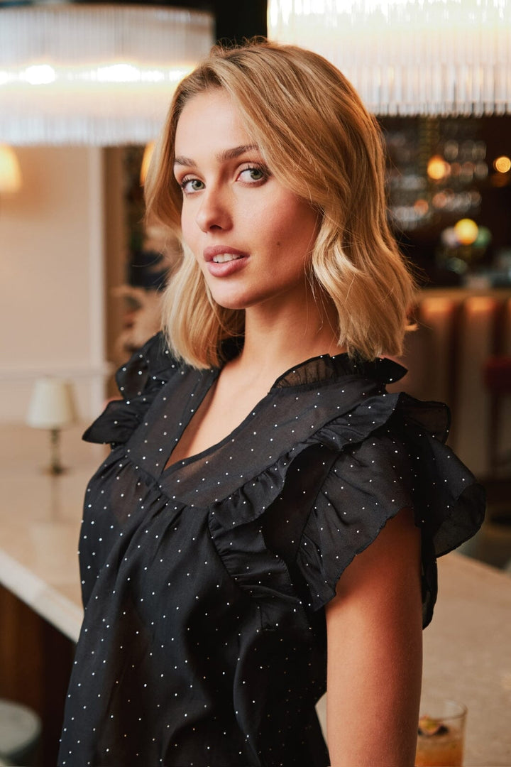 Neo Noir - Jayla Bedazzled Top - Black