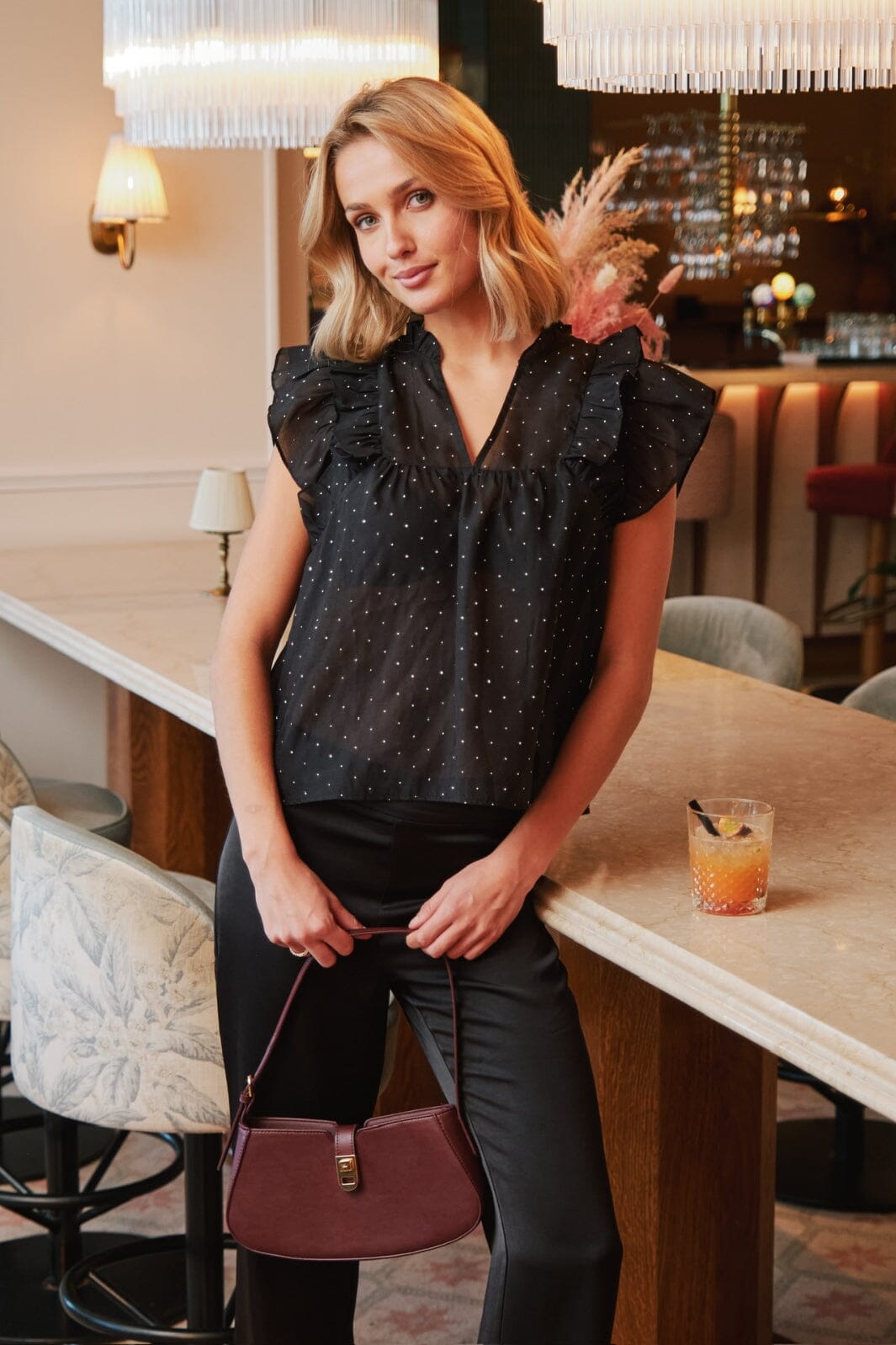 Neo Noir - Jayla Bedazzled Top - Black