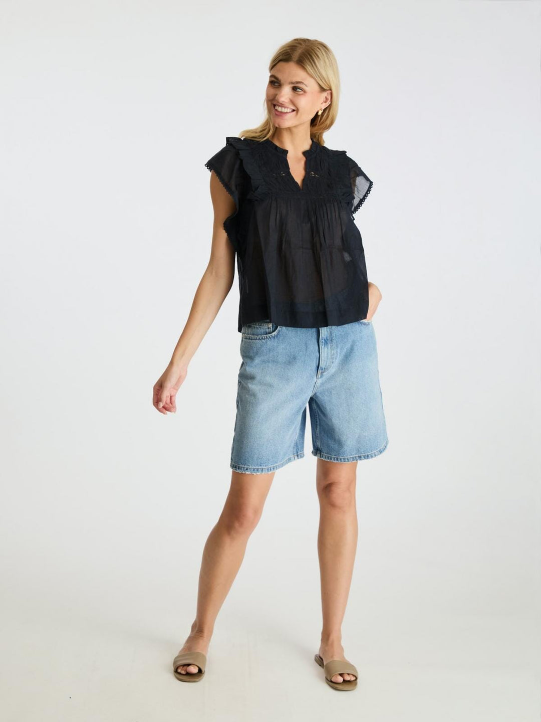 Neo Noir - Jayla S Voile Top - Navy