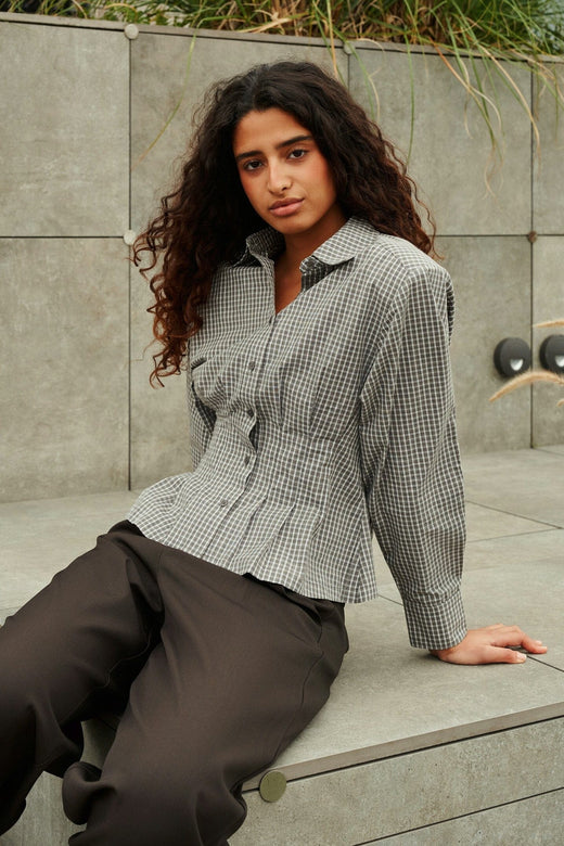 Neo Noir - Jonelle Check Shirt 170987 - 830 - Dusty Grey Skjorter 