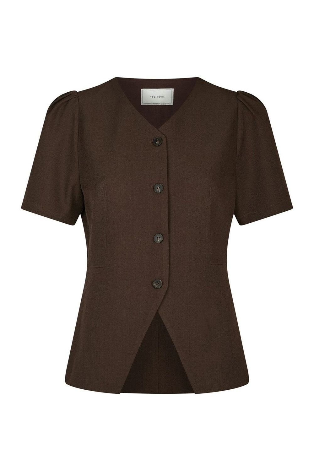 Neo Noir - Jules Structure Blouse 165065 - 676 - Dark Brown