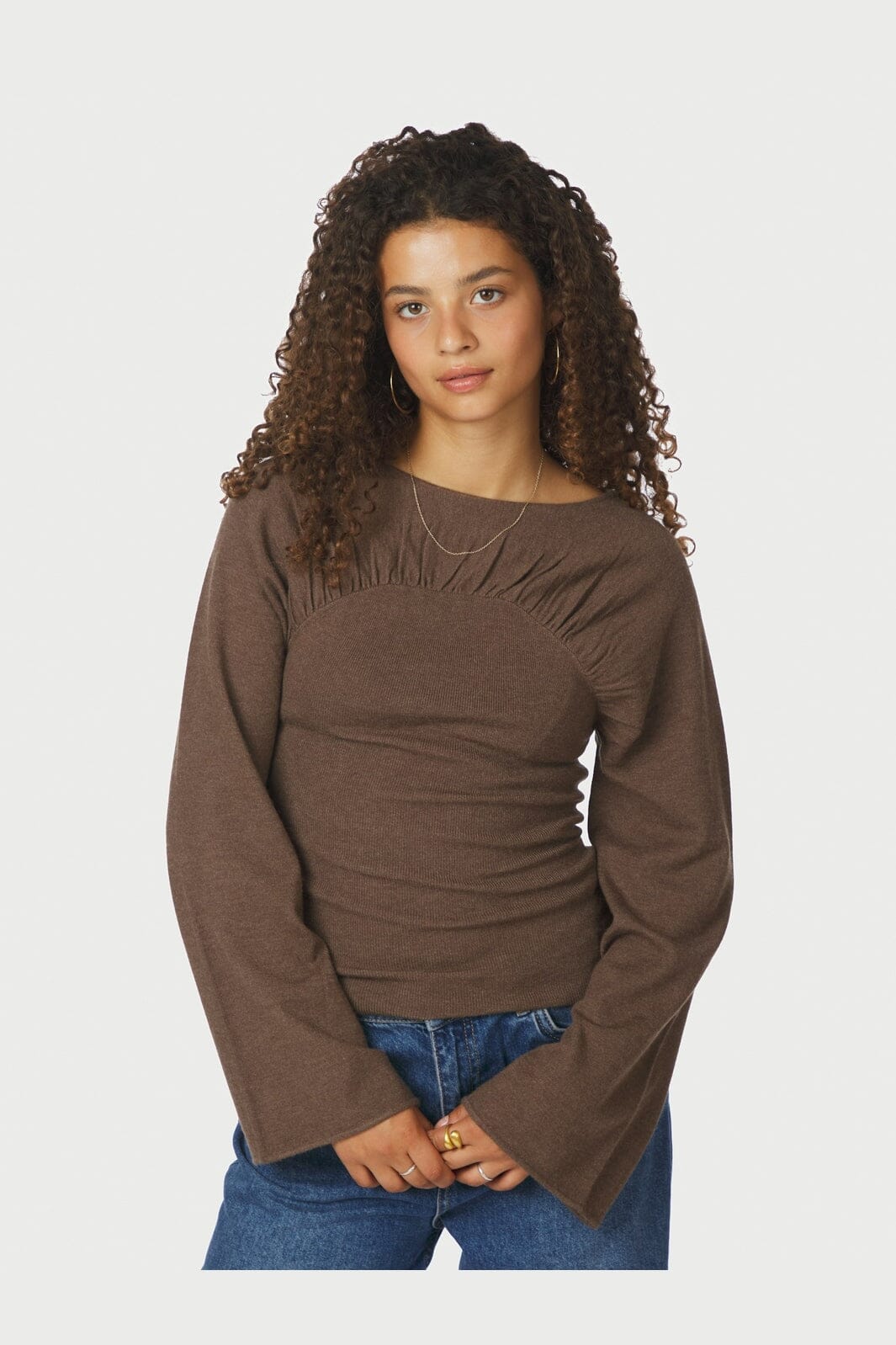 Neo Noir - Kaiba Knit Blouse 166875 - 205 - Brown Melange
