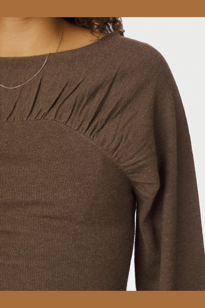 Neo Noir - Kaiba Knit Blouse 166875 - 205 - Brown Melange