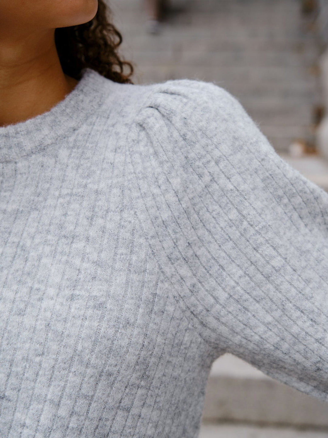 Neo Noir - Kelsey Knit Blouse 164539 - 103 - Light Grey Melange Bluser 