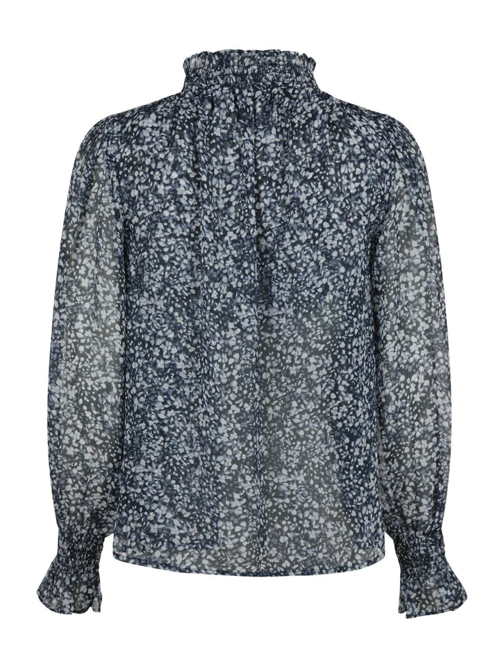 Neo Noir - Leia Flower Graphic Blouse - Navy