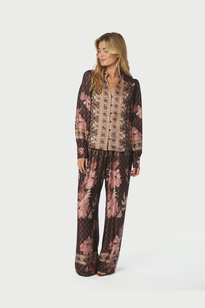 Neo Noir - Lunet Botanical Border Pants 167030 - 100 - Black