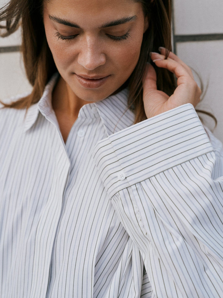 Neo Noir - Lytra Double Stripe Shirt 170120 - 667 - White Stripe Skjorter 