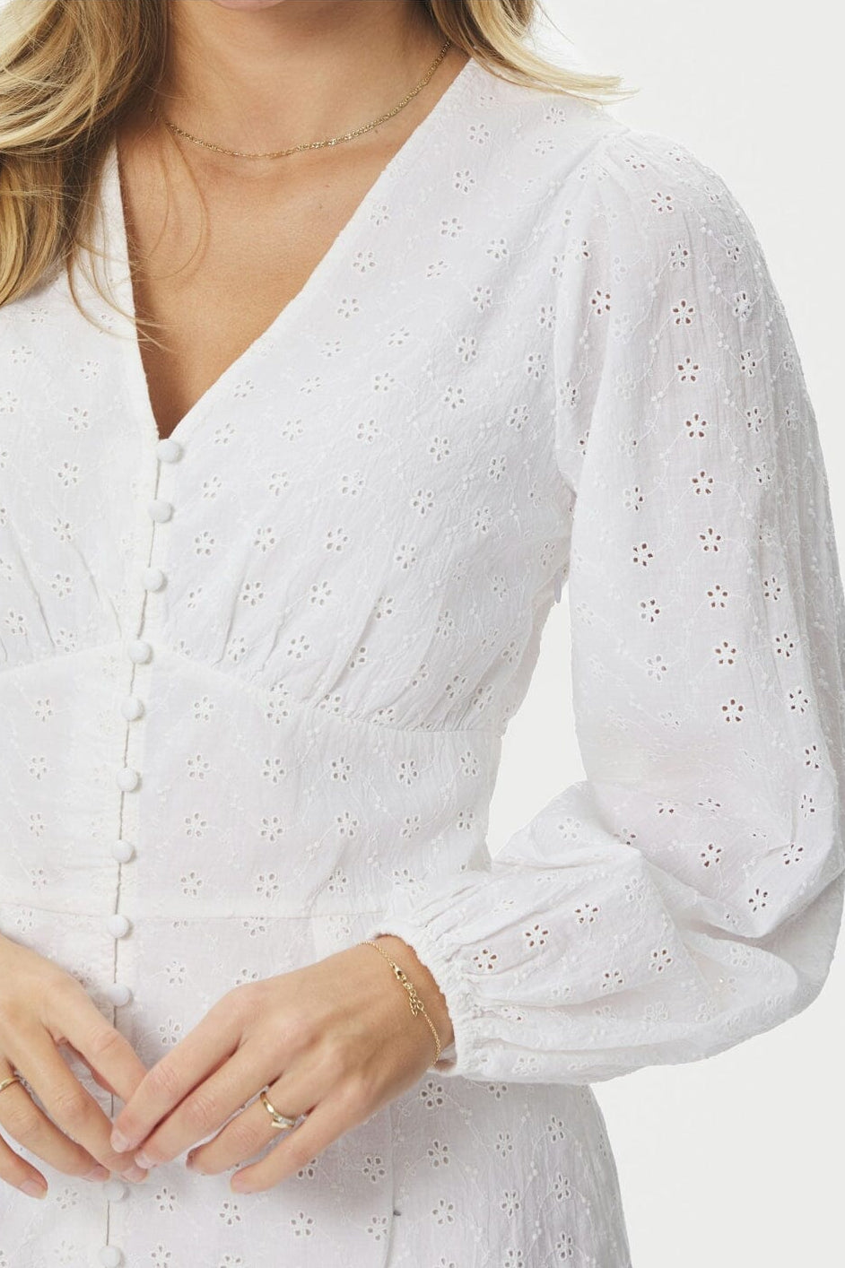 Neo Noir - Mabel Embroidery Dress 168428 - 120 - White