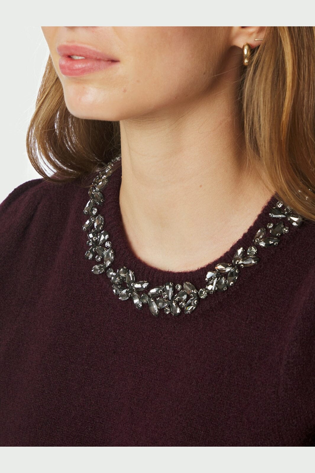 Neo Noir - Maia Stone Knit Blouse 162914 - 682 - Wine