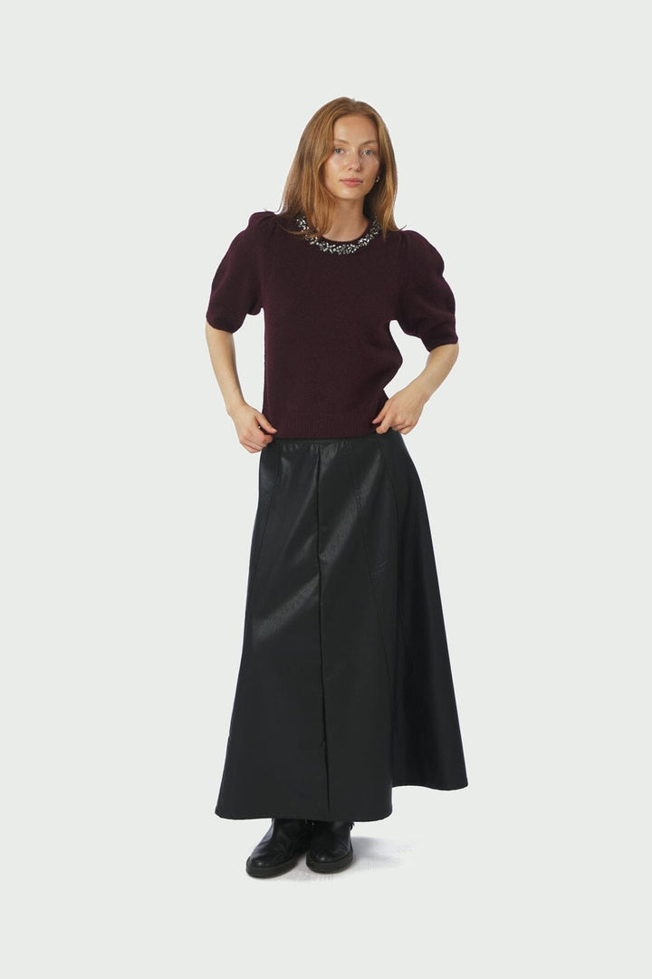 Neo Noir - Maia Stone Knit Blouse 162914 - 682 - Wine