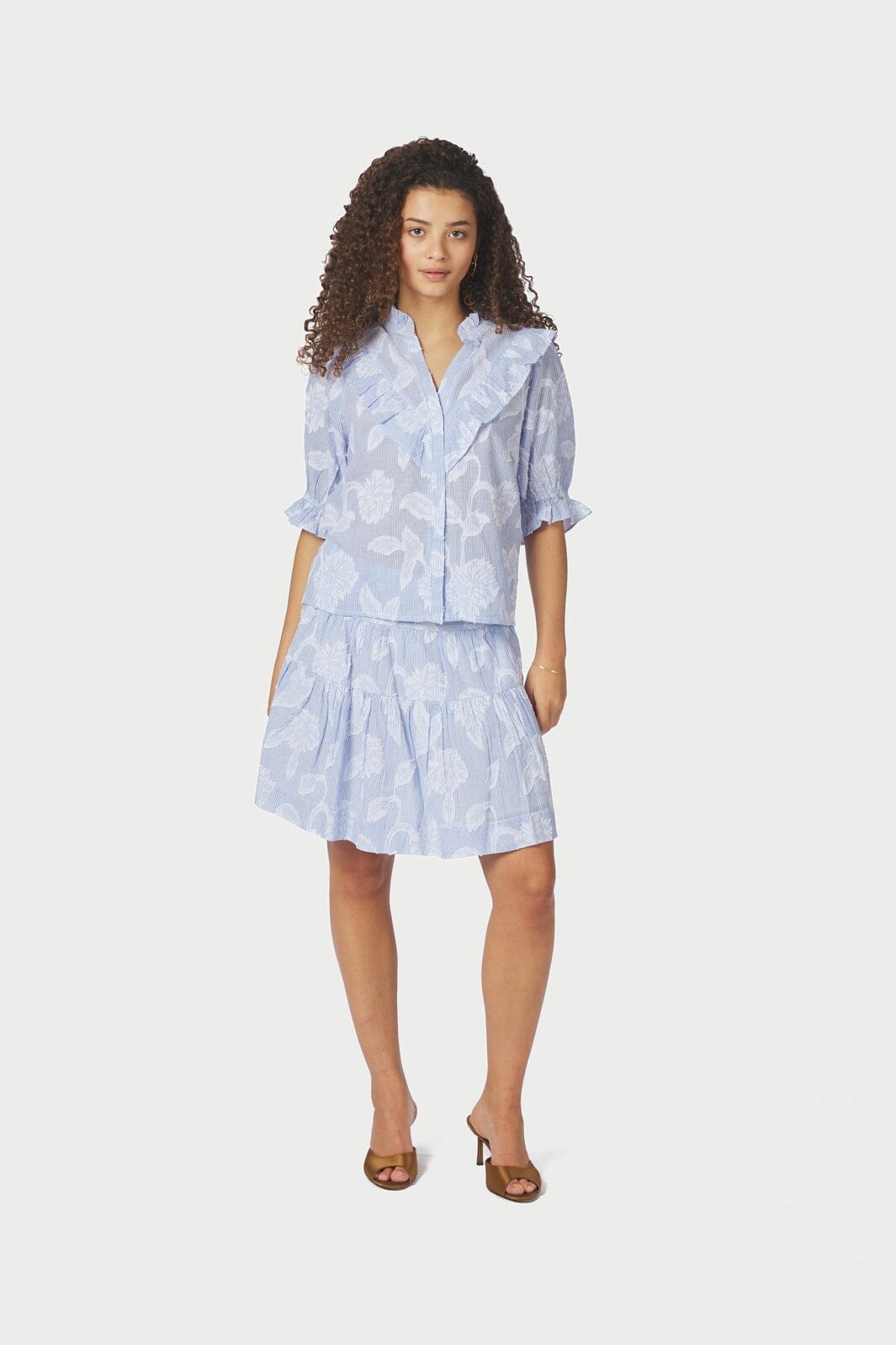 Neo Noir - Manet Jacquard Blouse 168480 - 145 - Light Blue