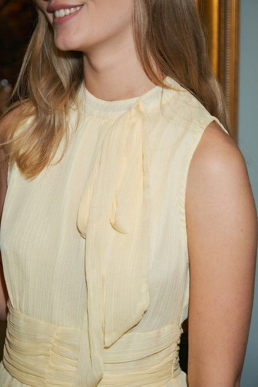 Neo Noir - May Solid Chiffon Dress 168430 - 191 - Light Yellow Kjoler 