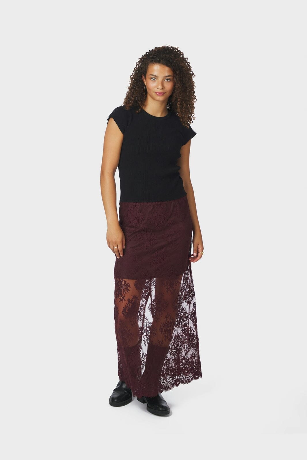 Neo Noir - Memmie Lace Skirt 164661 - 174 - Burgundy