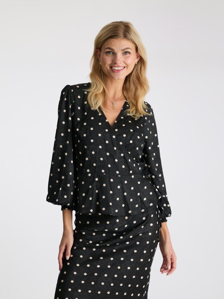 Neo Noir - Merry Retro Dot Blouse - Black