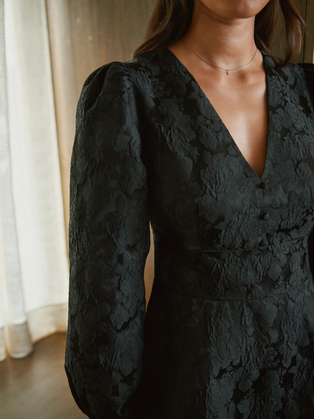 Neo Noir - Milly Flower Brocade Dress 171050 - 100 - Black Kjoler 