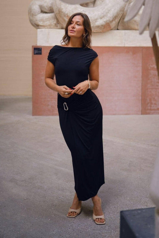 Neo Noir - Minja Drapy Dress 165728 - 100 - Black Kjoler 