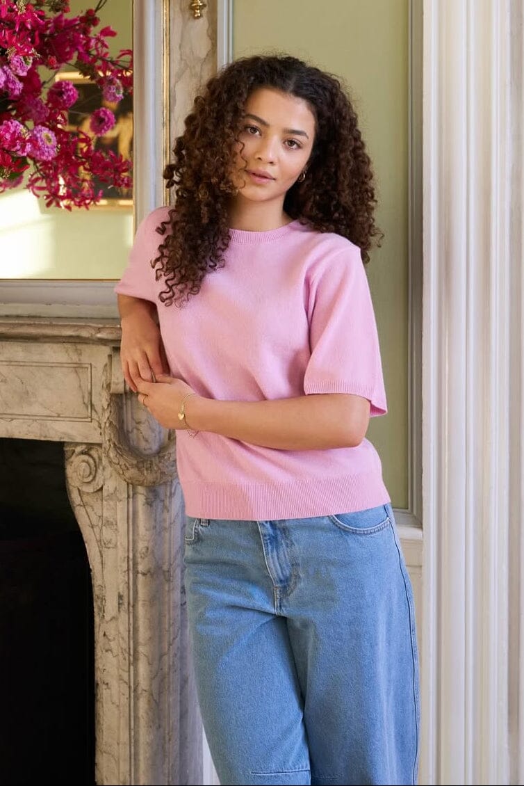 Neo Noir - Missy Knit Tee 161927 - 754 - Light Pink Strikbluser 