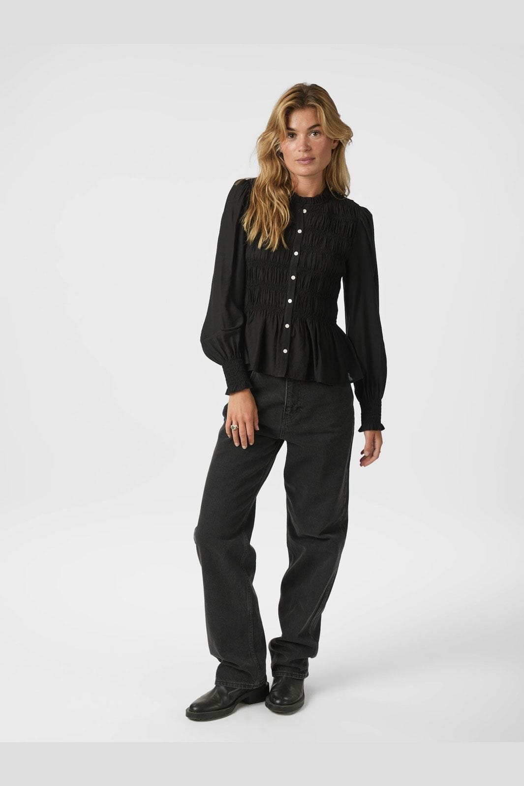 Neo Noir - Mocca Smock Blouse 166155 - 100 - Black