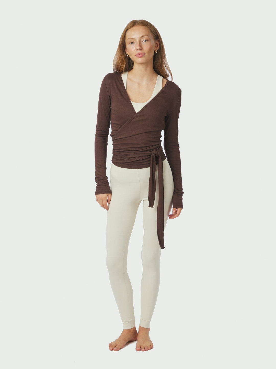 Neo Noir - Nia Jersey Wrap Blouse 165501 - 584 - Chocolate Brown Bluser 