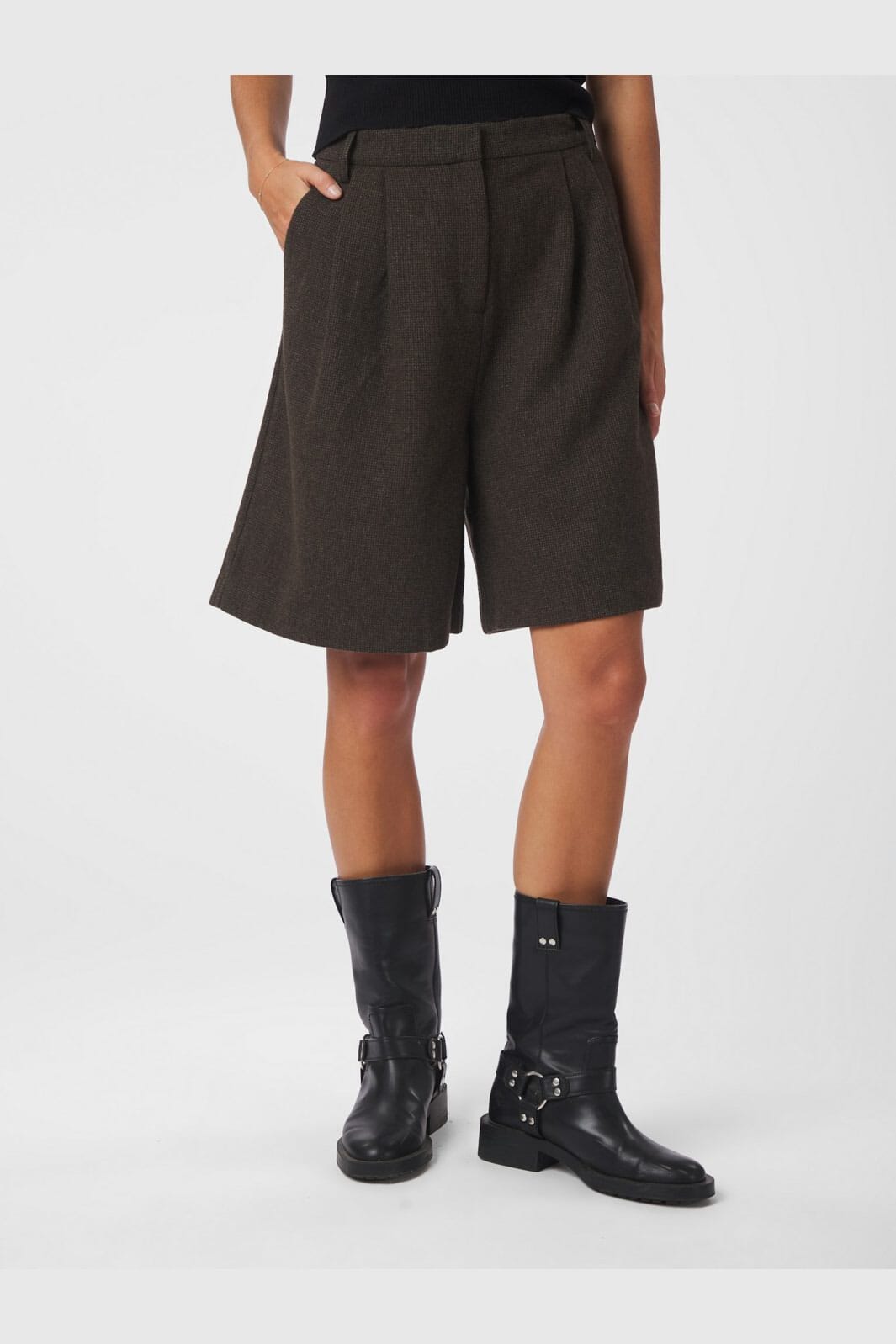 Neo Noir - Nika Mini Check Shorts 167169 - 205 - Brown Melange