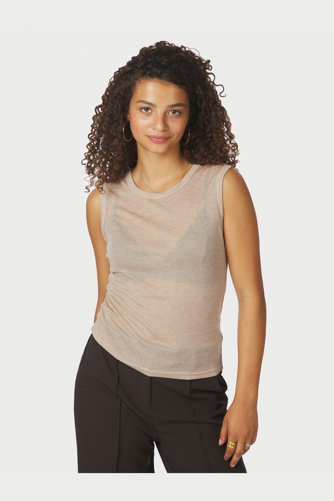 Neo Noir - Nimbi Fine Rib Top 167270 - 976 - Beige Melange