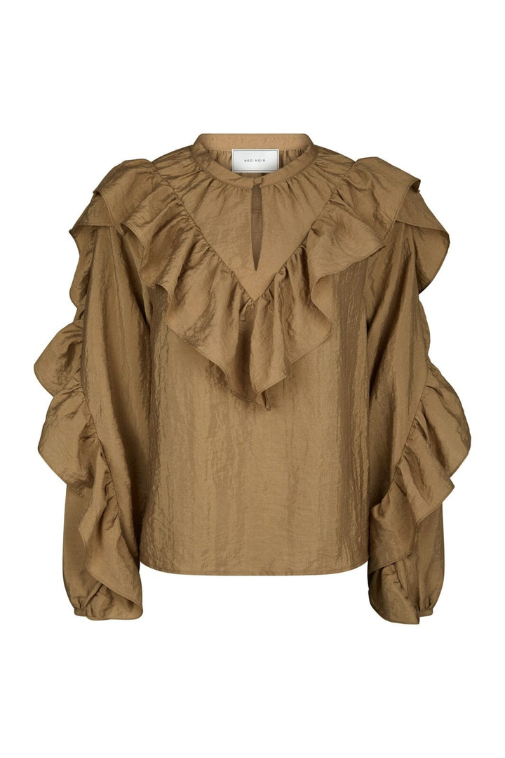 Neo Noir - Nula Flounce Crisp Blouse 167525 - 125 - Dark Sand