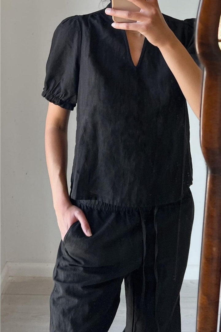 Neo Noir - Odesa Linen Blouse - Black