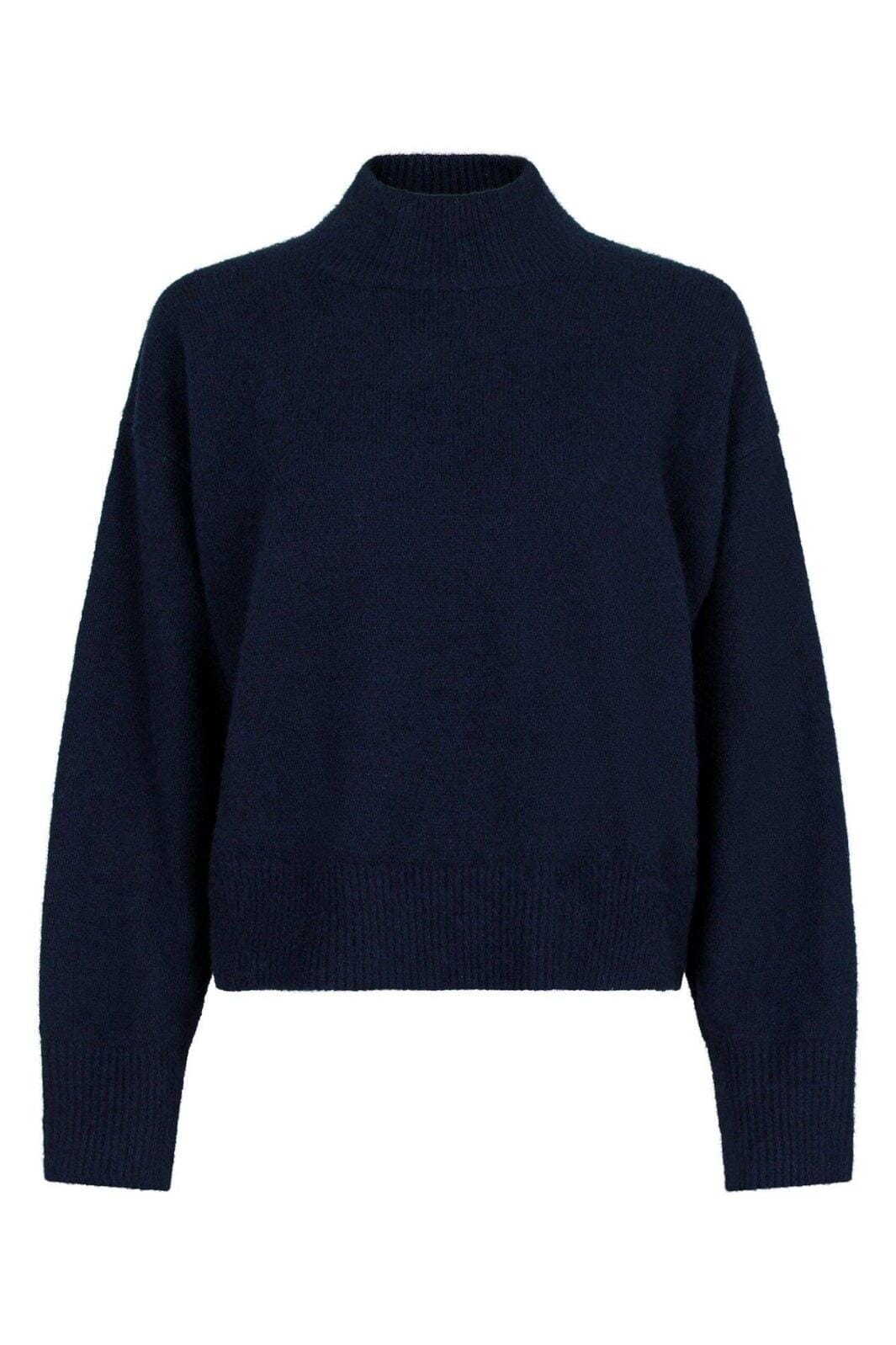 Forudbestilling - Neo Noir - Paulina Knit Blouse - Navy Strikbluser 