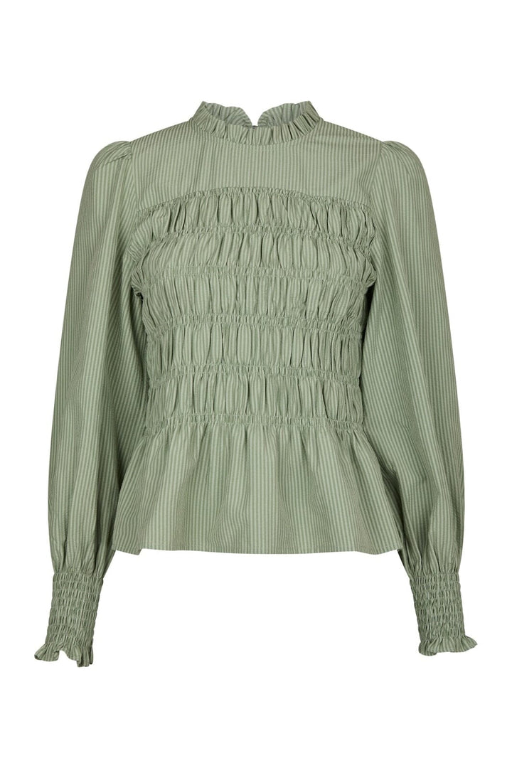 Neo Noir - Possa Stripe Blouse 167260 - 723 - Dusty Green