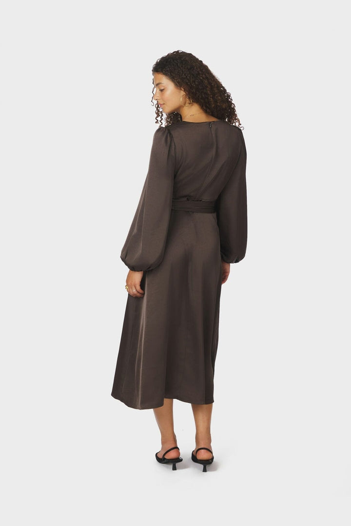 Neo Noir - Rimini Heavy Sateen Dress 163039 - 676 - Dark Brown