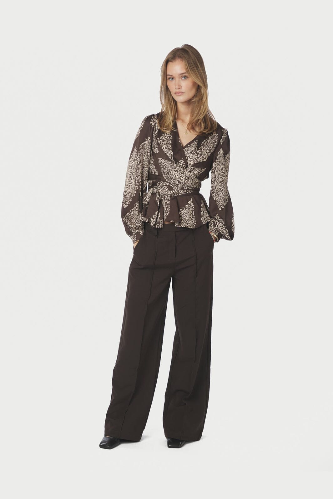 Neo Noir - Rista Paisley Drop Blouse 166208 - 676 - Dark Brown