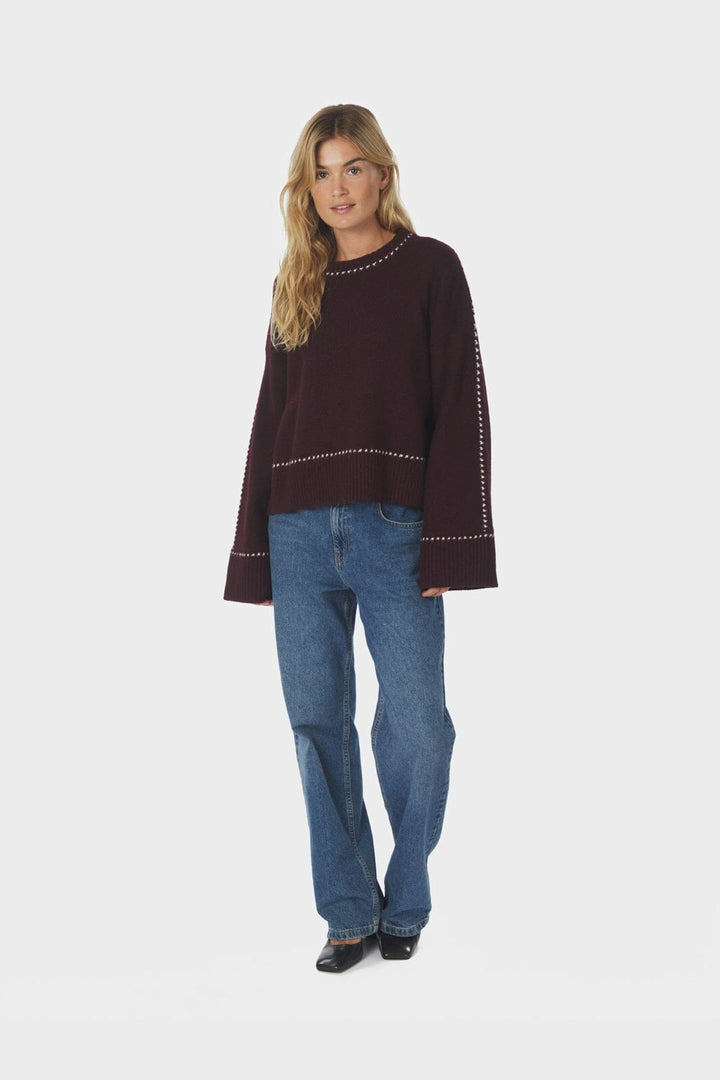 Neo Noir - Roeme Knit Stitch Blouse 164818 - 682 - Wine