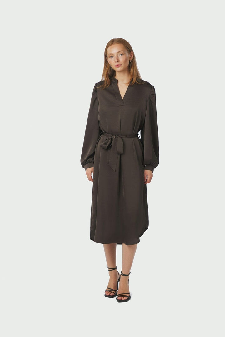 Neo Noir - Rolana Heavy Sateen Dress 164533 - 676 - Dark Brown