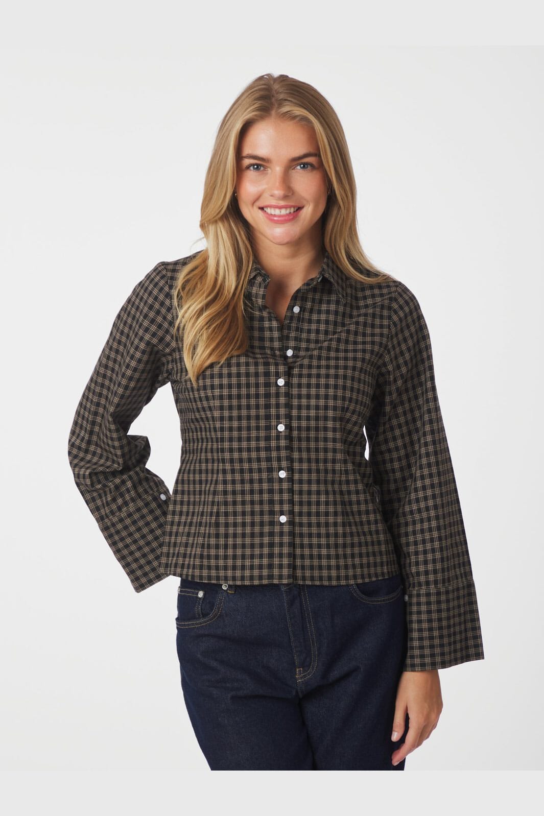 Neo Noir - Rosa Mini Check Shirt 167089 - 100 - Black