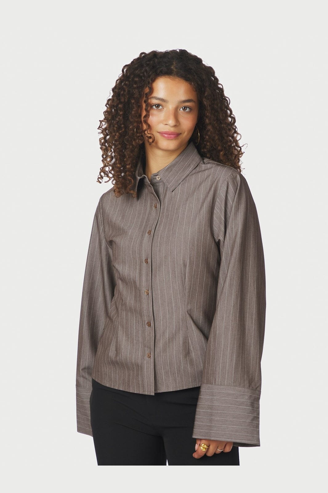 Neo Noir - Rosa Pinstripe Melange Shirt 167016 - 306 - Dusty Brown