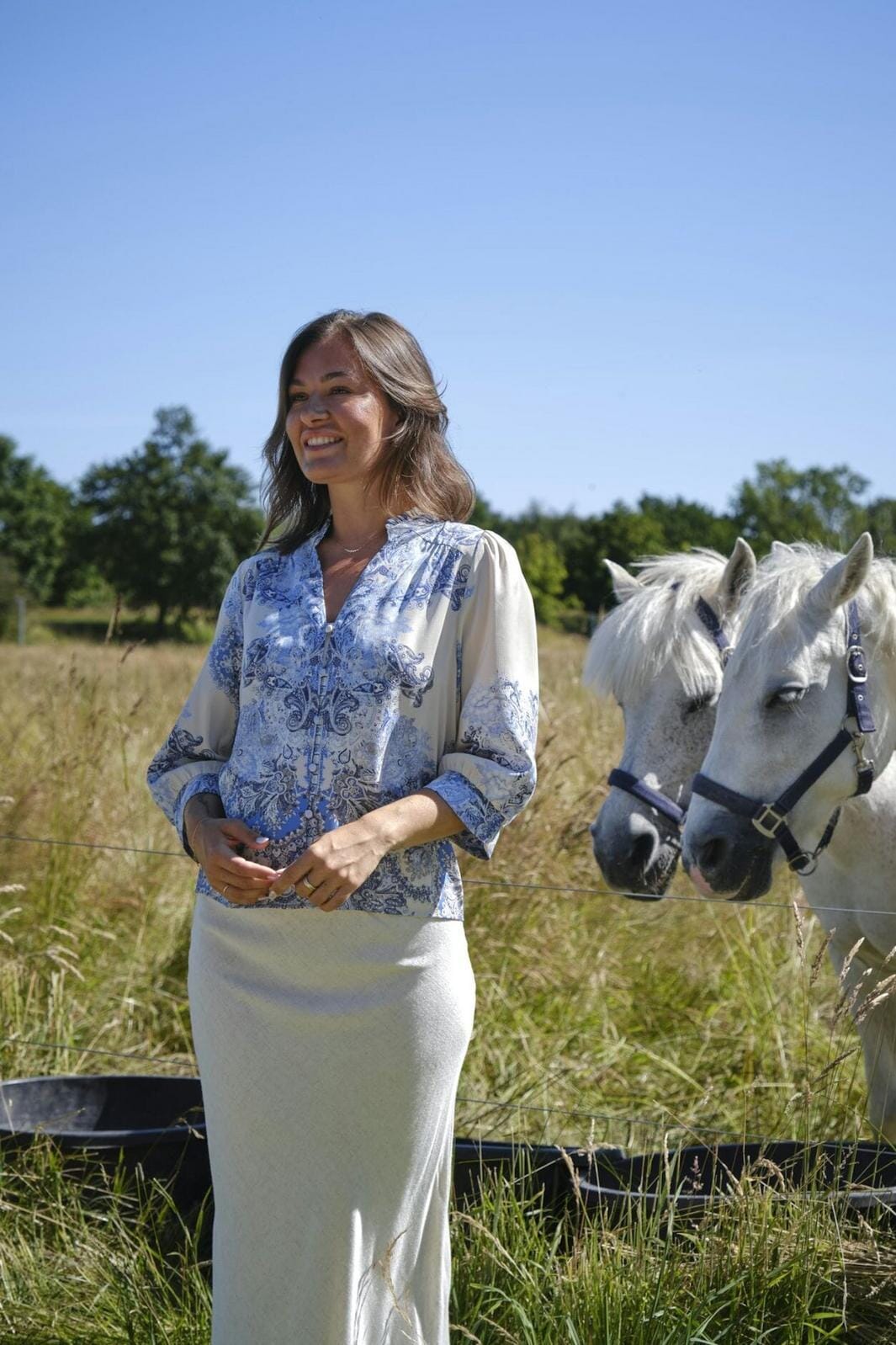 Neo Noir - Roselle Artist Paisley Blouse 165558 - 510 - Powder Blue Bluser 