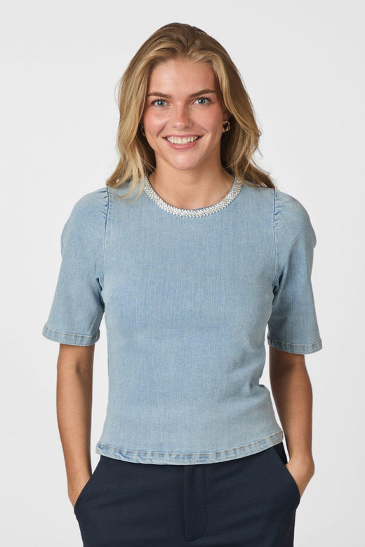 Neo Noir - Rosia Denim Emb Top 165734 - 145 - Light Blue