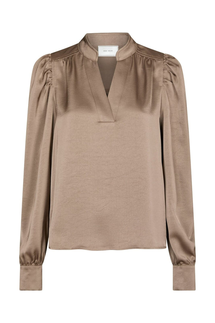 Neo Noir - Rosslyn Heavy Sateen Blouse 163769 - 811 - Dark Taupe