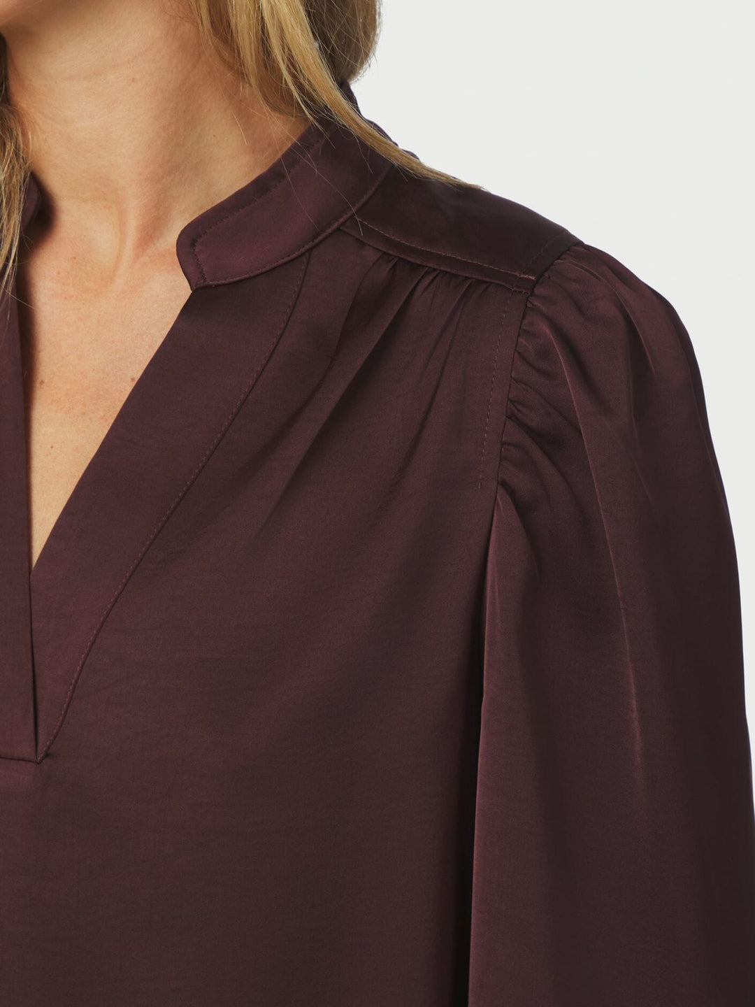Neo Noir - Rosslyn Heavy Sateen Blouse 163769 - Burgundy Bluser 