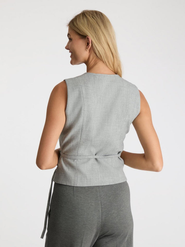 Neo Noir - Samara Wrap Waistcoat - Grey Melange