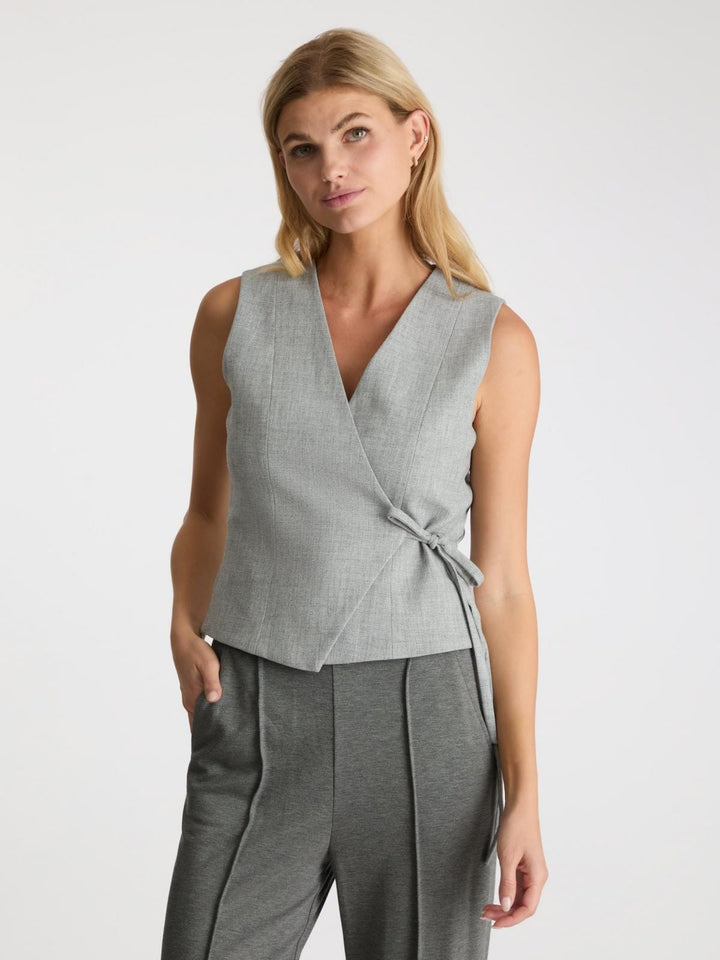 Neo Noir - Samara Wrap Waistcoat - Grey Melange