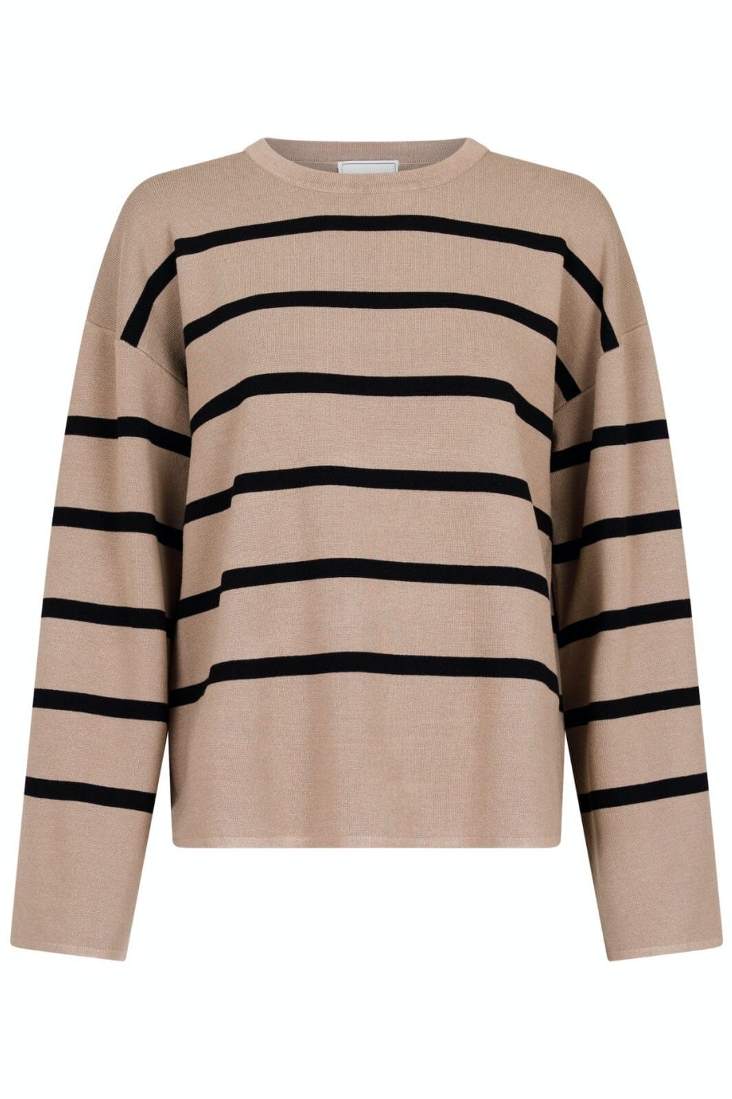 Neo Noir - Shana Stribe Knit Blouse - Khaki Strikbluser 