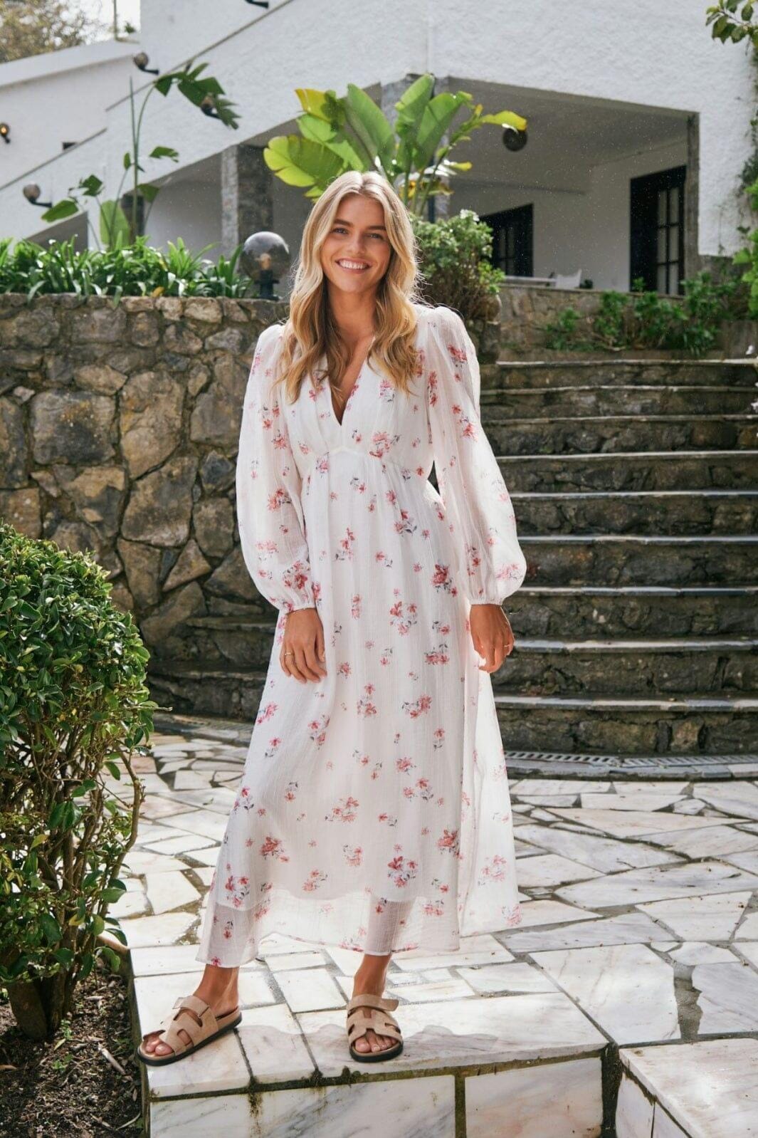 Neo Noir - Silfi Print Dress 164927 - 121 - Off White Kjoler 