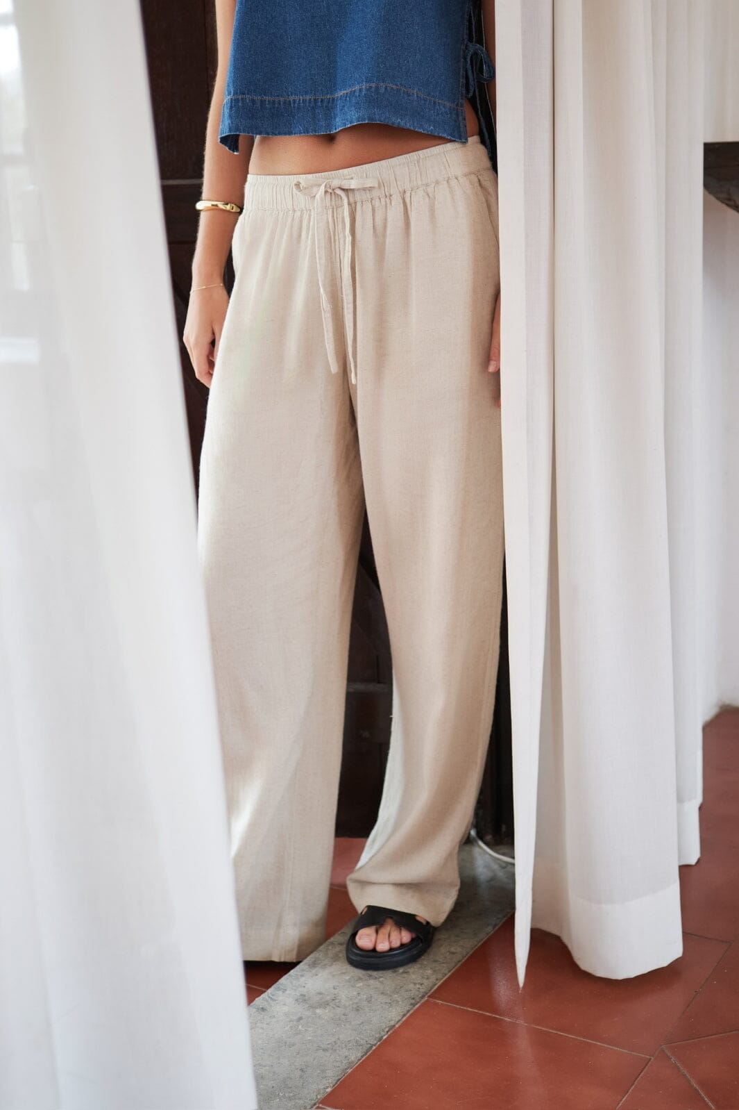 Neo Noir - Sonar Linen Pants - Sand Bukser 