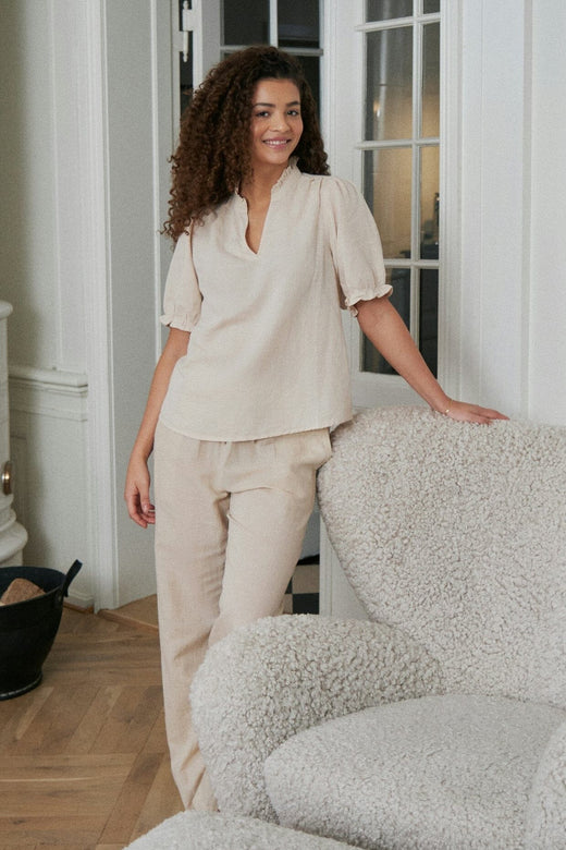 Neo Noir - Sonar Linen Pants - Sand Bukser 