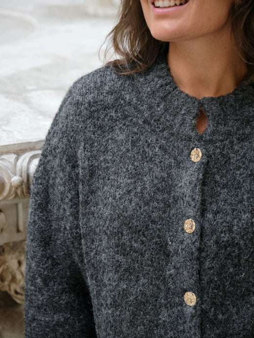 Neo Noir - Taura Fluffy Knit Cardigan 165103 - 132 - Antracit Cardigans 