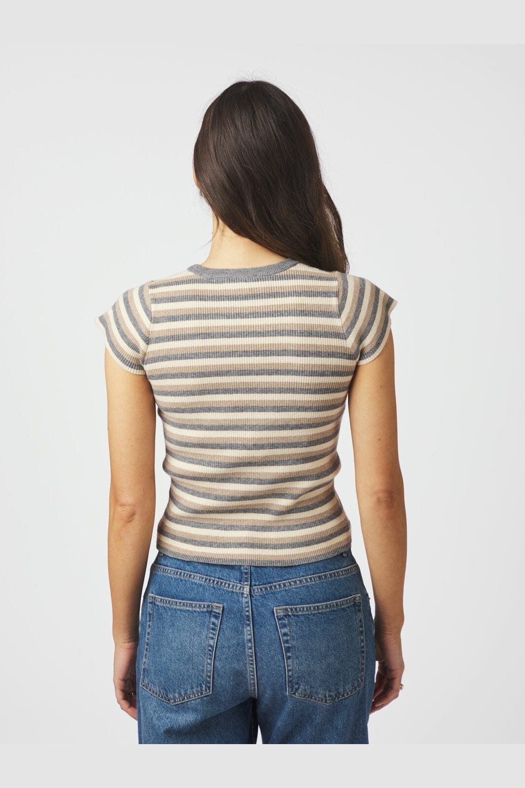 Neo Noir - Tirra Simple Stripe Knit Top 166630 - 130 - Grey