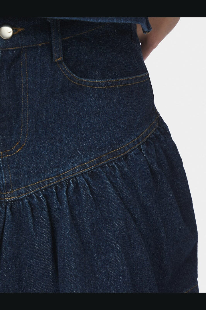 Neo Noir - Tripa Denim Frill Skirt 165971 - 140 - Blue