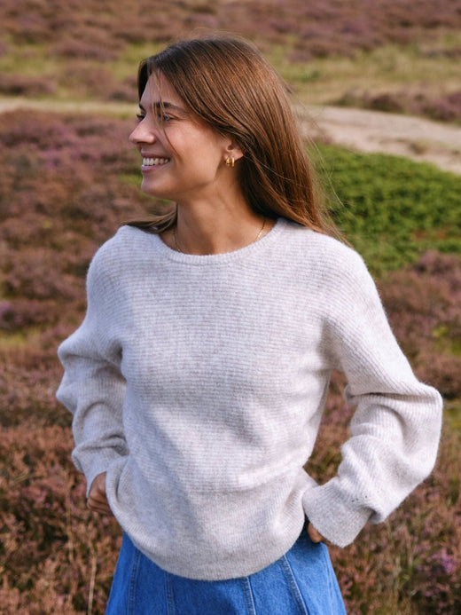 Neo Noir - Turuna Structure Knit Blouse 167186 - 119 - Sand Melange Bluser 